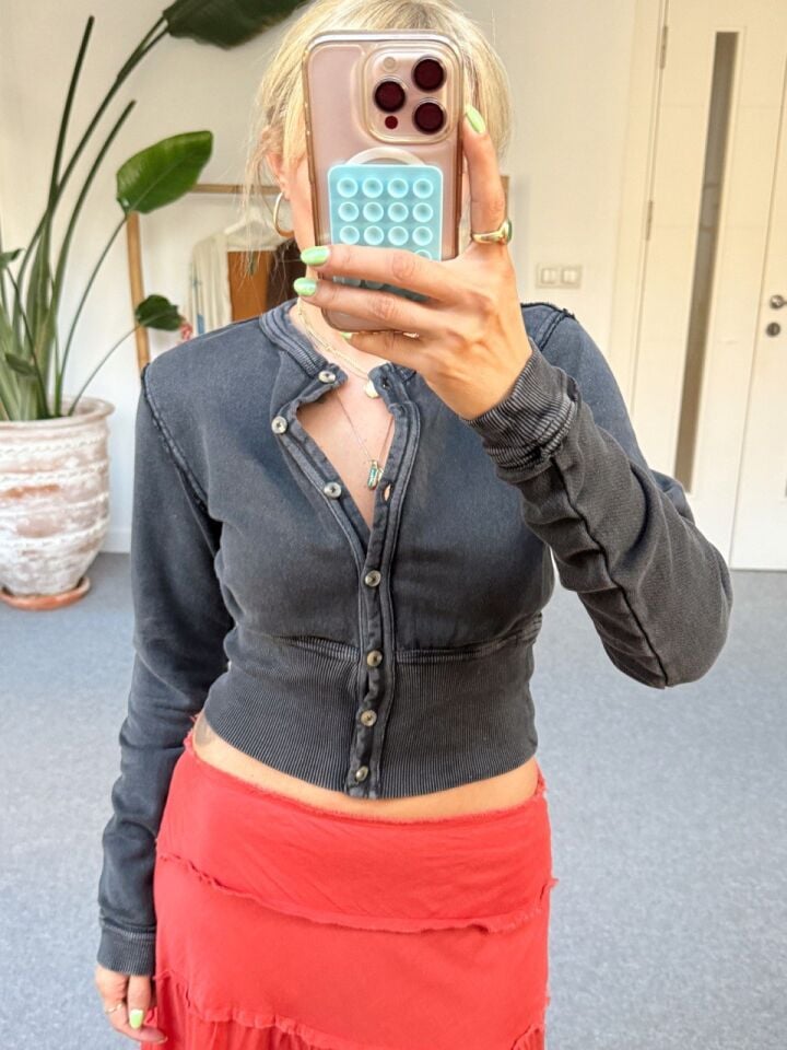 ANTRASİT DÜĞMELİ İTHAL HIRKA