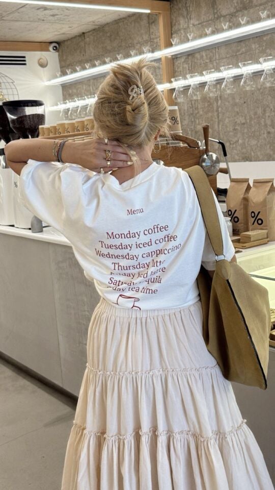 CUP-DAY SLOGANLI PAMUKLU TSHIRT