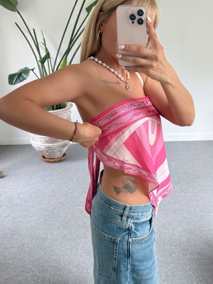 PEMBE SIRT BAĞLAMALI İTHAL BLUZ