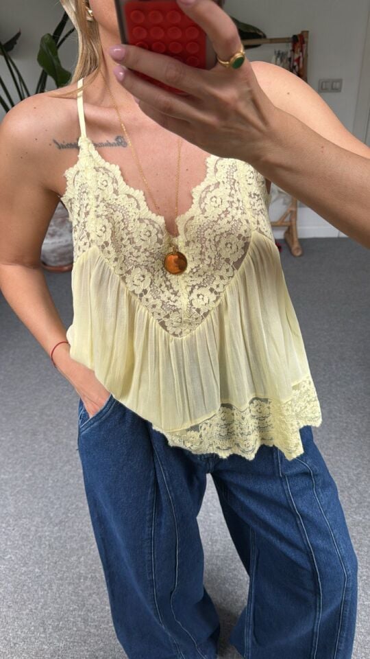 SARI ASKILI İTHAL BLUZ