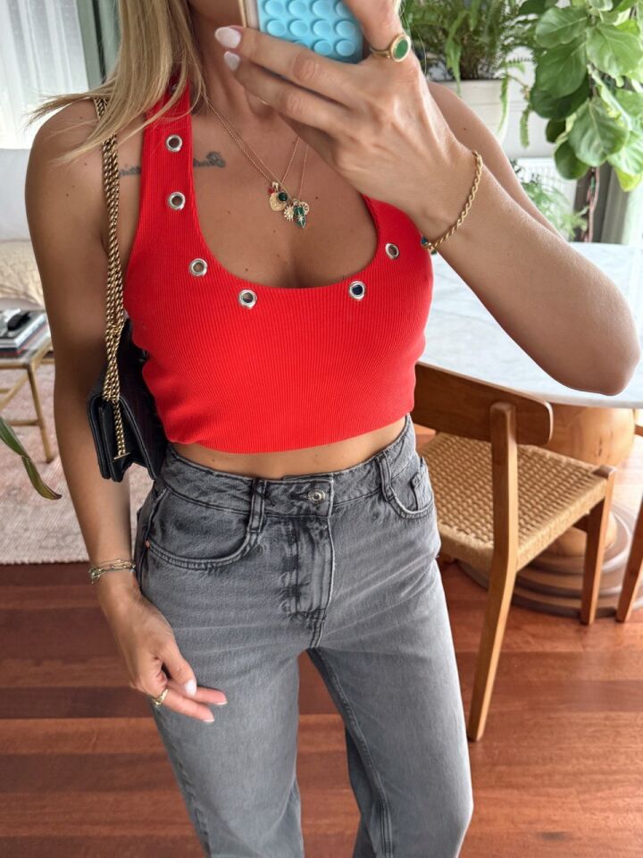 KIRMIZI HALTER YAKA FİTİLLİ TOP