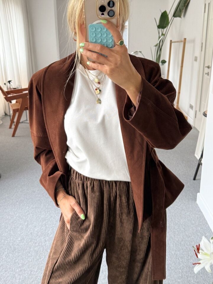 KAHVE KADİFE BALON PANTOLON