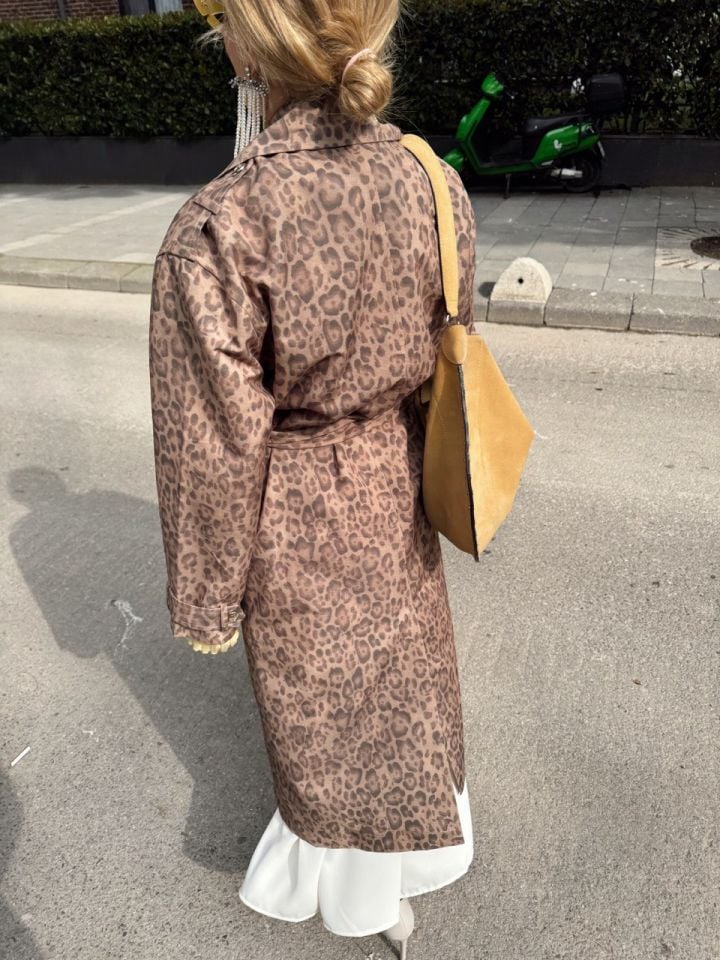 LEOPAR KEMERLİ TRENÇKOT