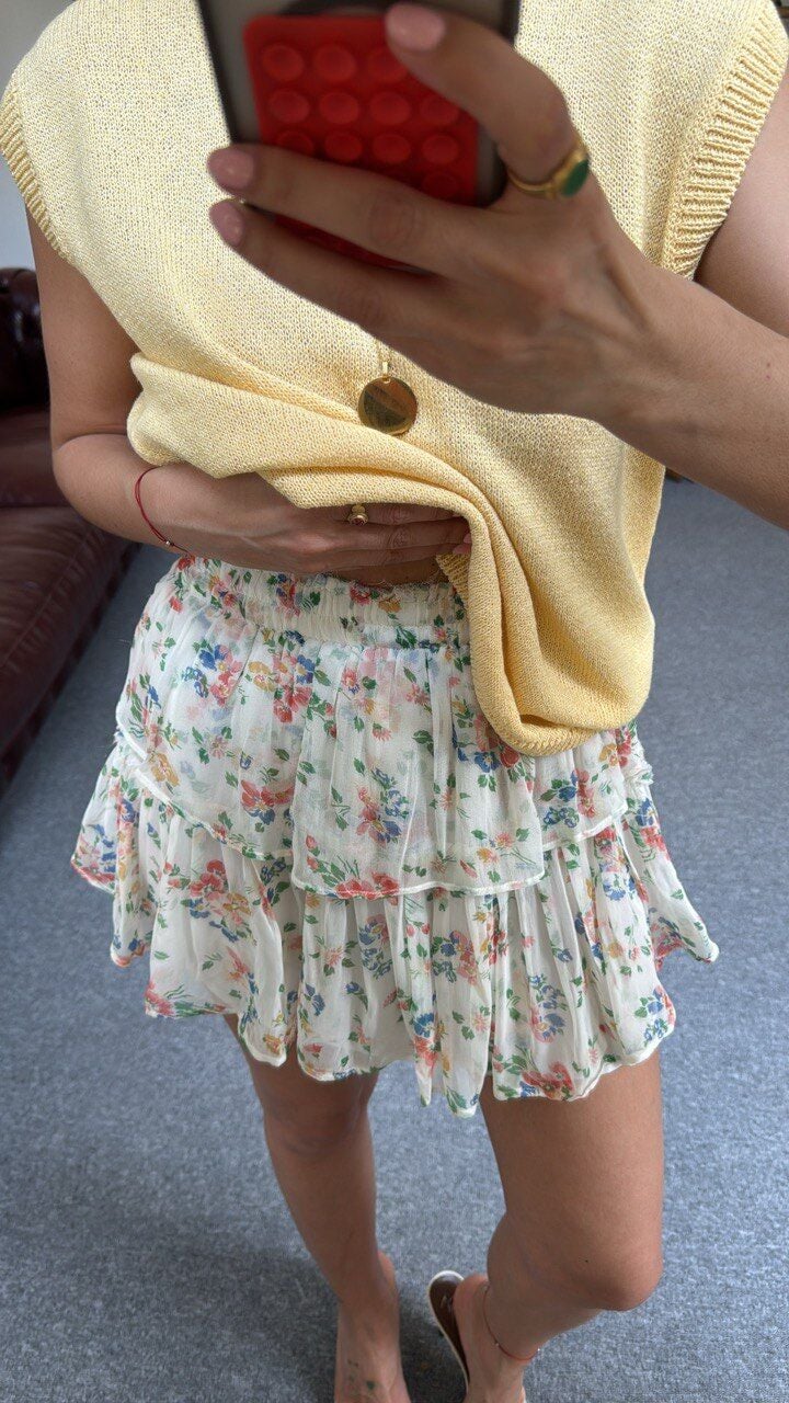 ÇİÇEK DESEN ASTARLI İTHAL MİNİ ETEK