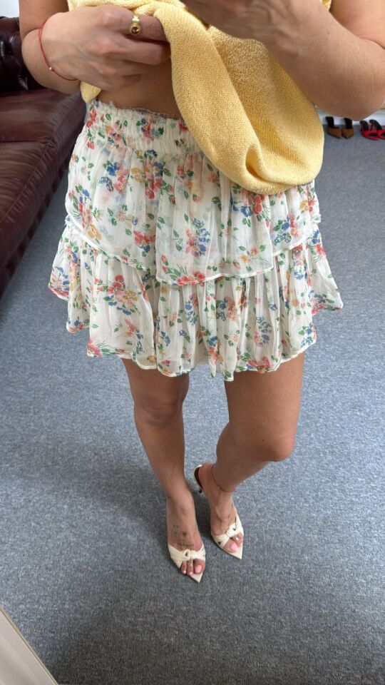 ÇİÇEK DESEN ASTARLI İTHAL MİNİ ETEK