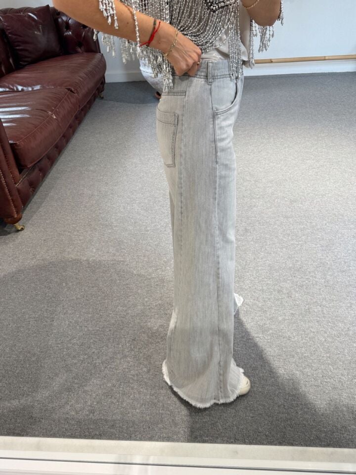 GRİ PAÇASI KESİK RAHAT KESİM JEAN