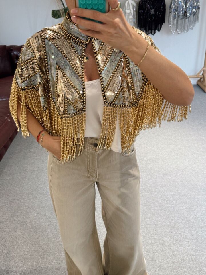 GOLD BONCUK-TAŞ İŞLEMELİ İTHAL PELERİN