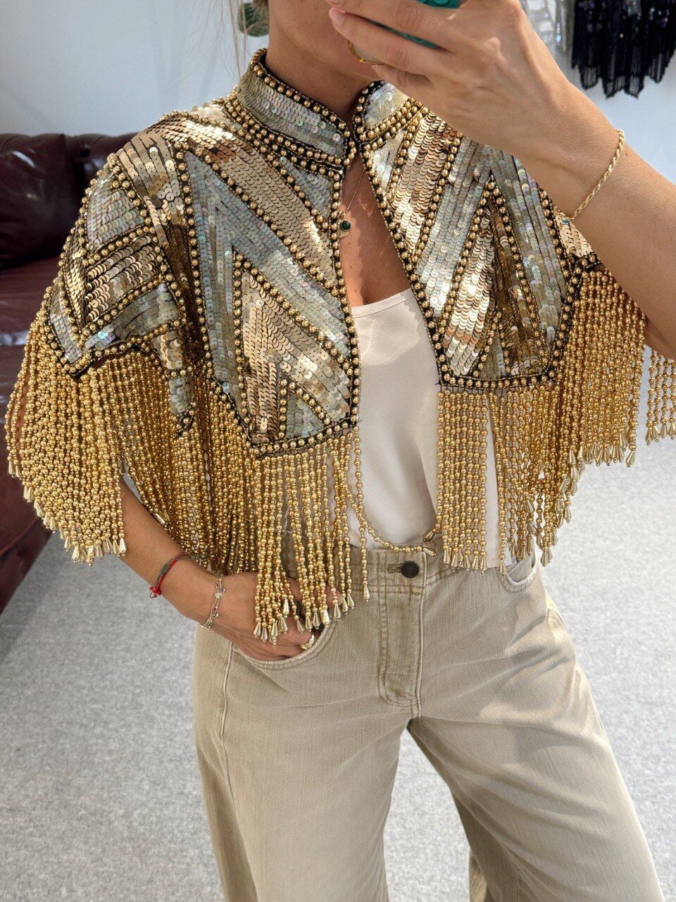 GOLD BONCUK-TAŞ İŞLEMELİ İTHAL PELERİN