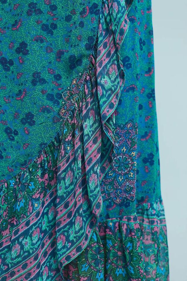 ŞAL DESENLİ KEMER DETAY İTHAL ETEK