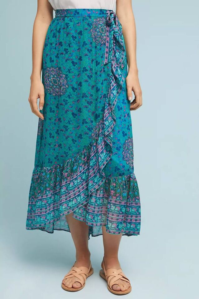 ŞAL DESENLİ KEMER DETAY İTHAL ETEK