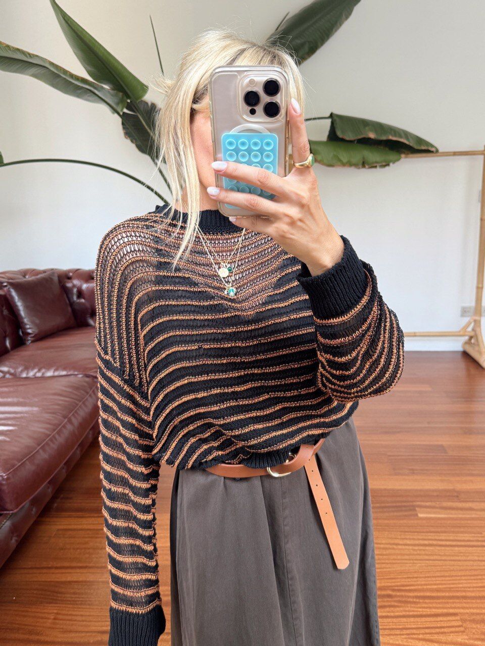 TURUNCU ÇİZGİLİ MEVSİMLİK TRİKO