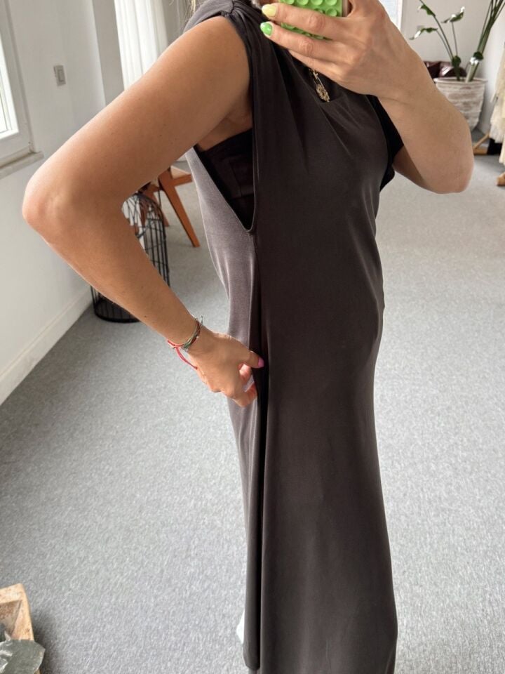 KAHVE MODAL TOP DETAYLI TUNİK BLUZ