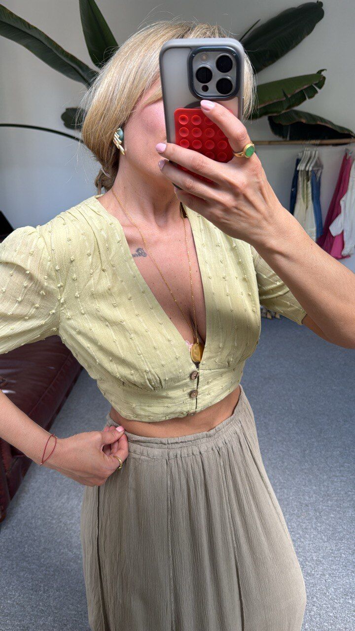 V YAKA BALON KOL İTHAL BLUZ