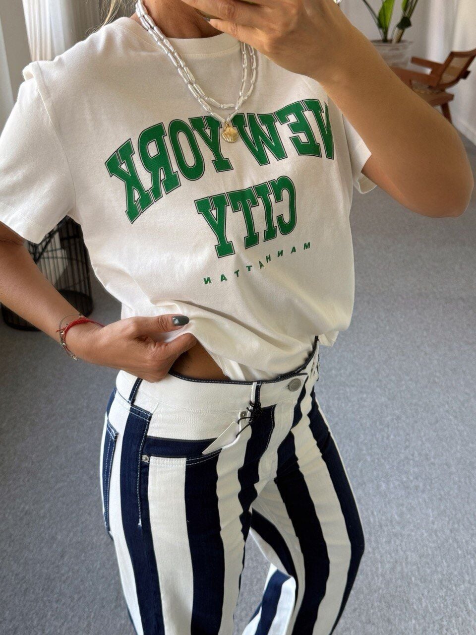 YEŞİL NY CITY BASKILI TSHIRT