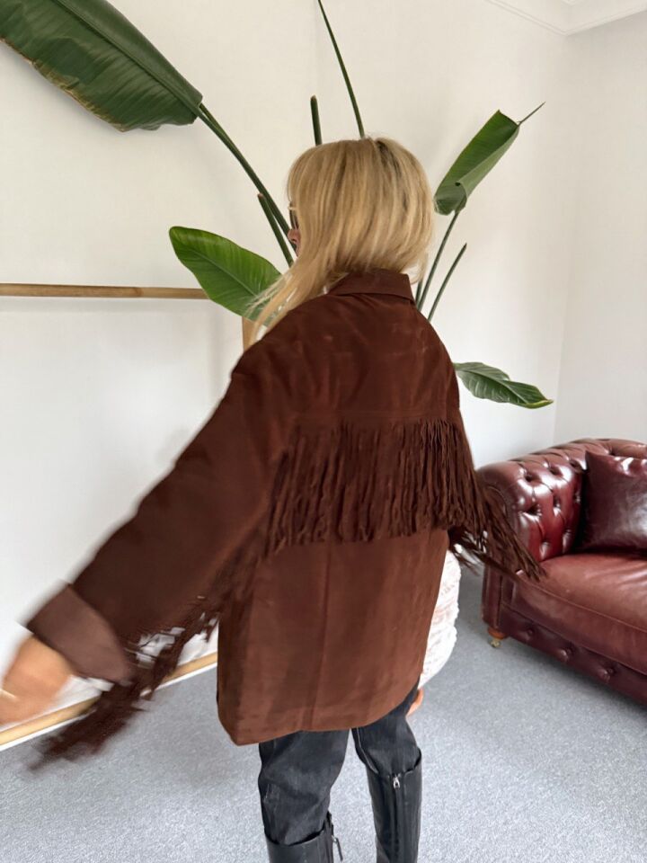 KAHVE PÜSKÜLLÜ NUBUK CEKET