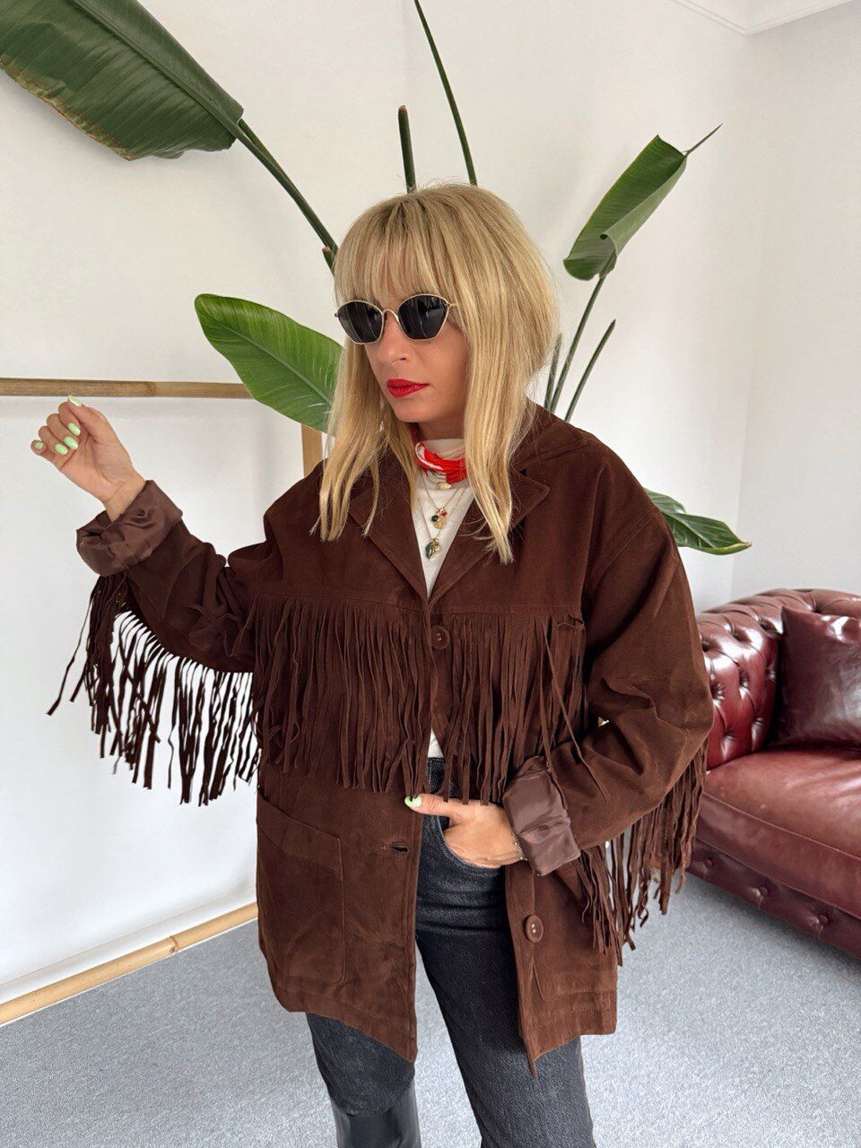 KAHVE PÜSKÜLLÜ NUBUK CEKET