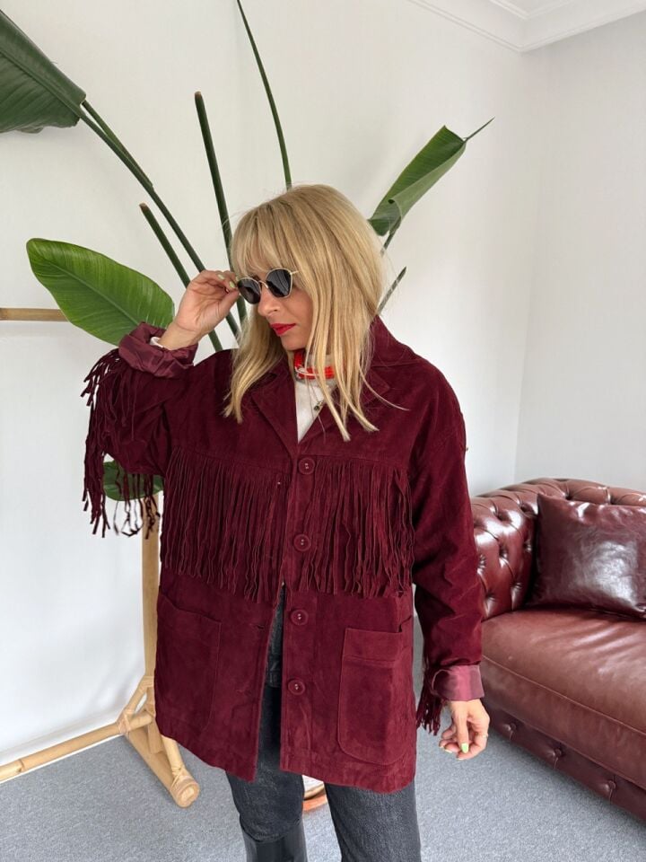 BORDO PÜSKÜLLÜ NUBUK CEKET