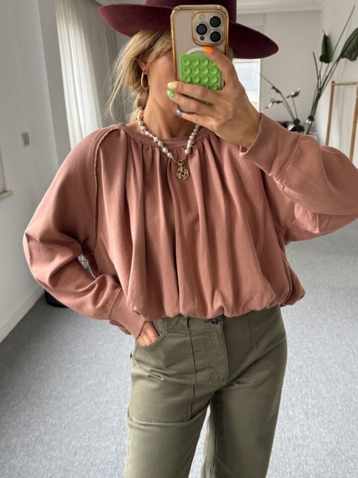 GÜL KURUSU PAMUKLU İTHAL SWEATSHIRT