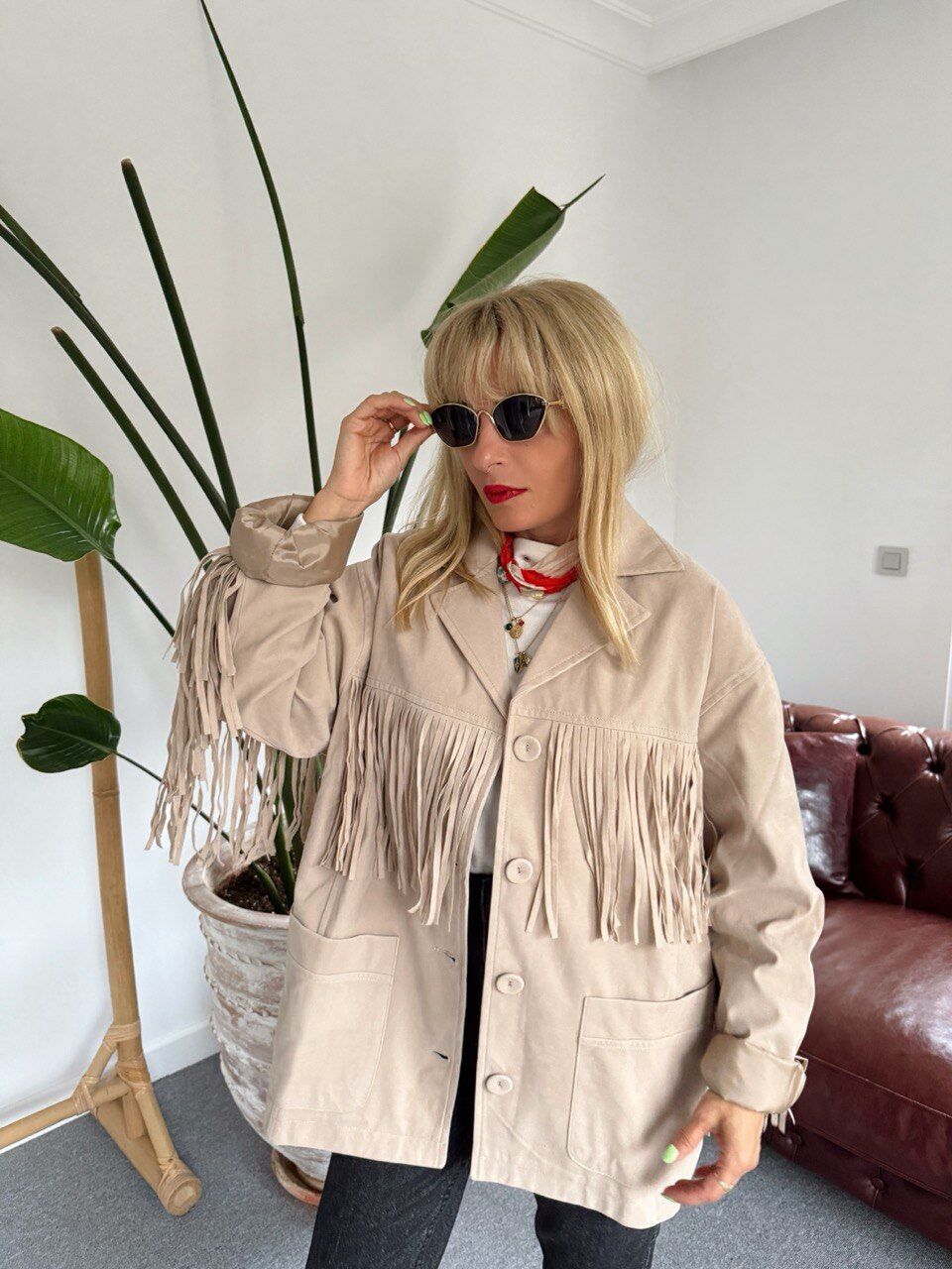 BEJ PÜSKÜLLÜ NUBUK CEKET