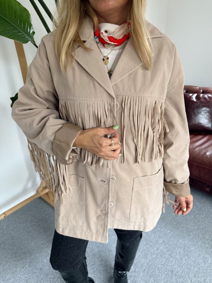 BEJ PÜSKÜLLÜ NUBUK CEKET