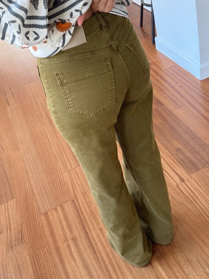 YAĞ YEŞİLİ YÜKSEK BEL DENIM PANTOLON