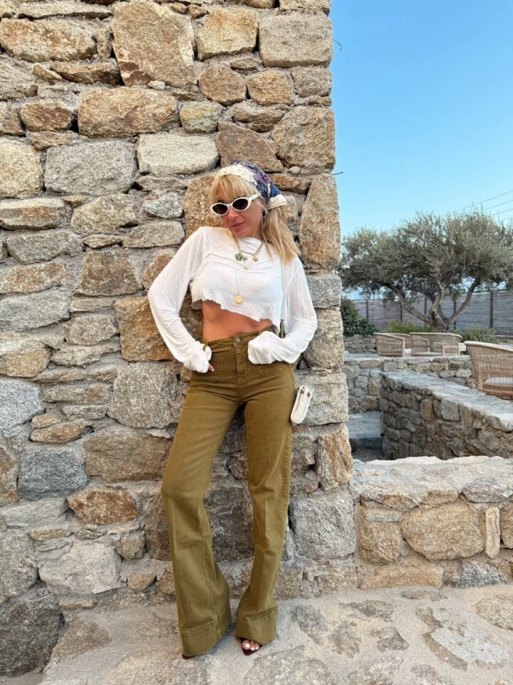 YAĞ YEŞİLİ YÜKSEK BEL DENIM PANTOLON