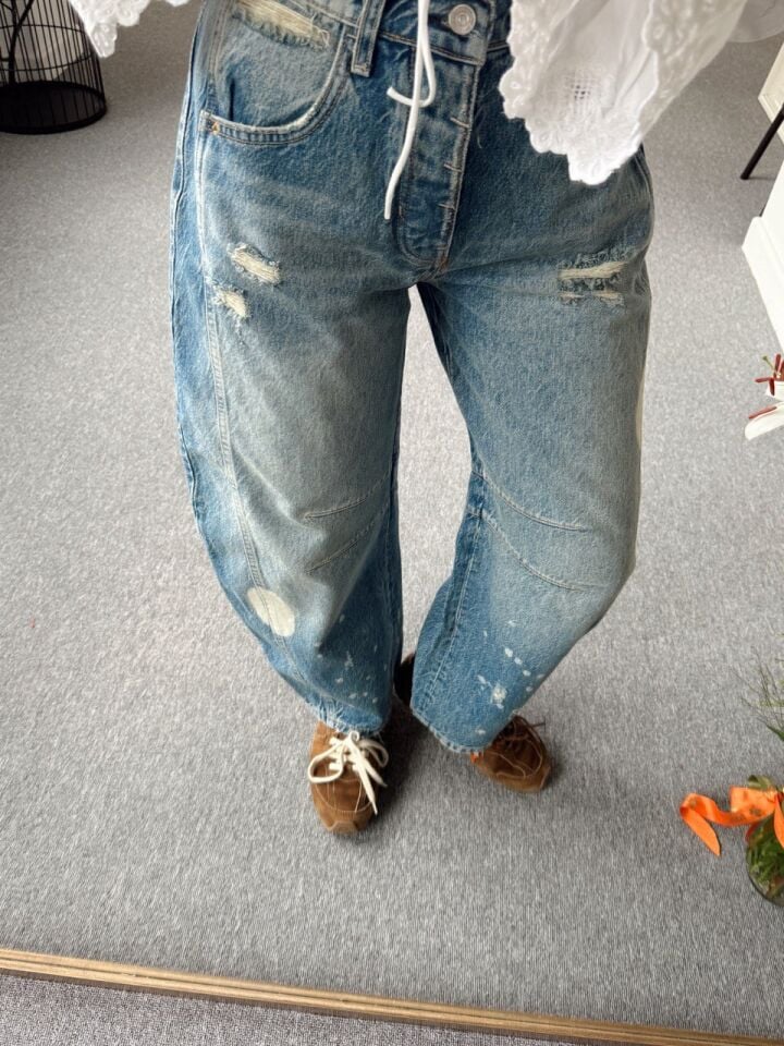 KOYU RENK MID RISE BARREL JEAN