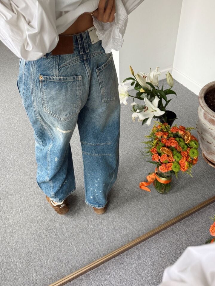 KOYU RENK MID RISE BARREL JEAN