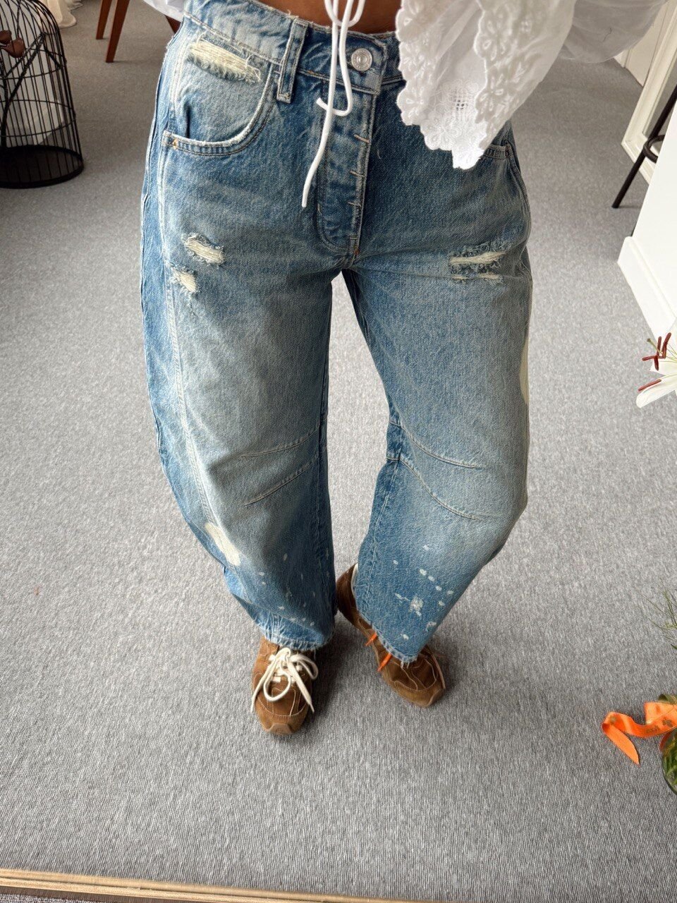 KOYU RENK MID RISE BARREL JEAN