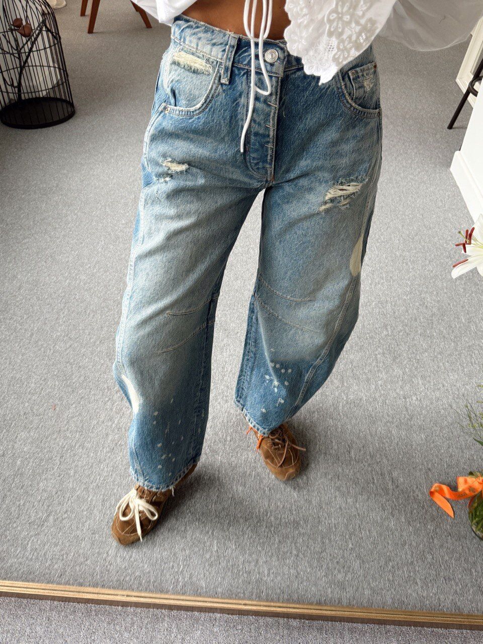 KOYU RENK MID RISE BARREL JEAN