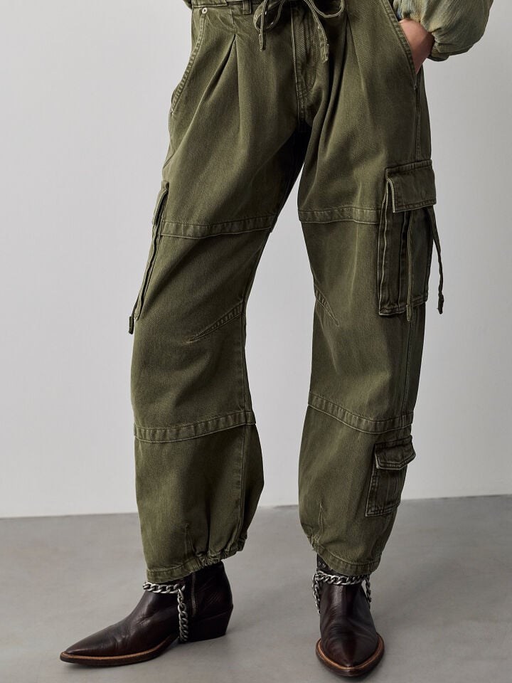 HAKİ KAVİSLİ KARGO KOT PANTOLON
