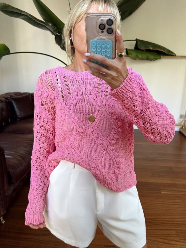 PEMBE AJURLU TRİKO