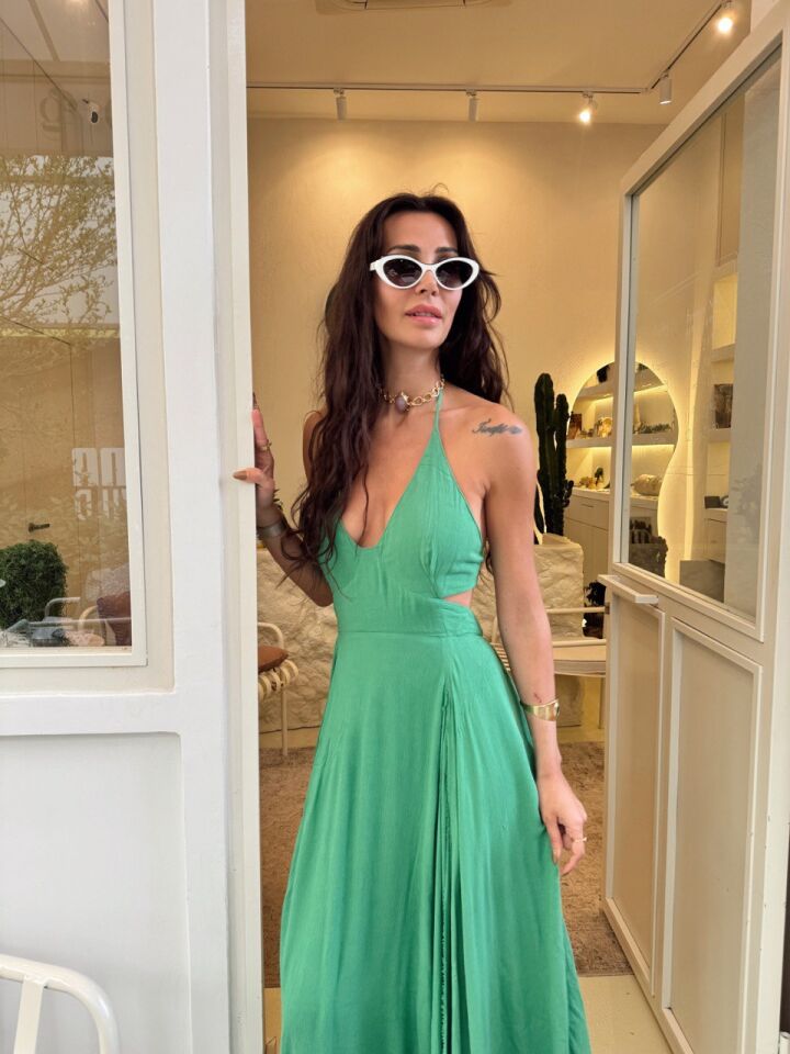 YEŞİL YIRTMAÇ DETAY İTHAL ELBİSE