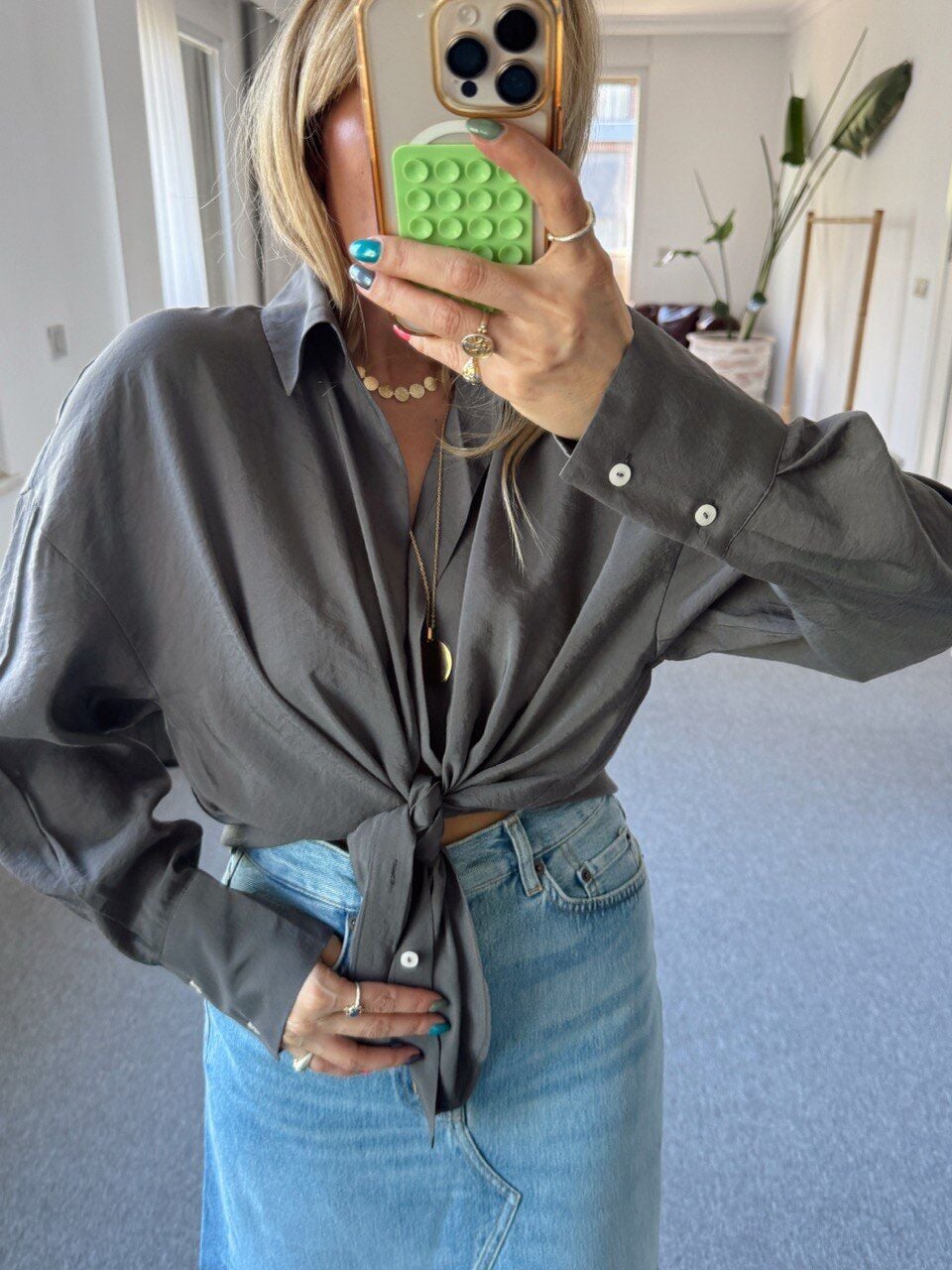 GRİ MODAL KUMAŞ GÖMLEK