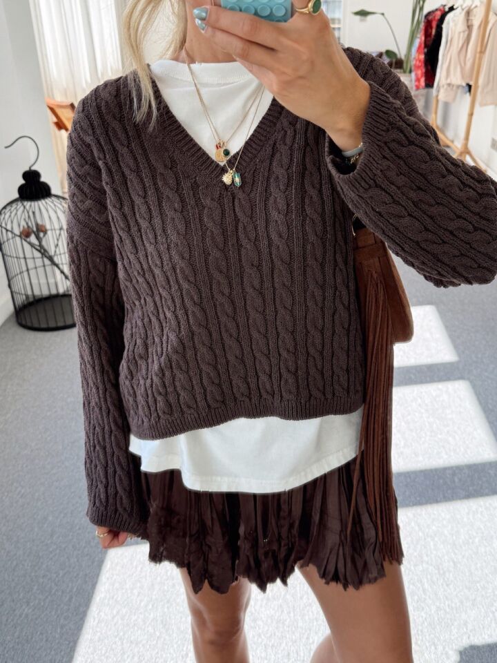 KAHVERENGİ SATEN MİNİ İTHAL ETEK