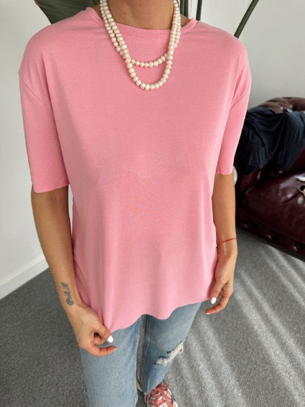 PEMBE MODAL KUMAŞ TSHIRT
