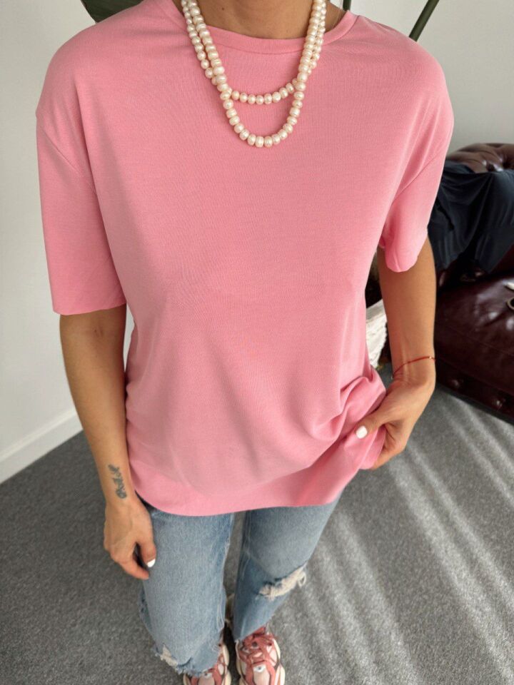 PEMBE MODAL KUMAŞ TSHIRT