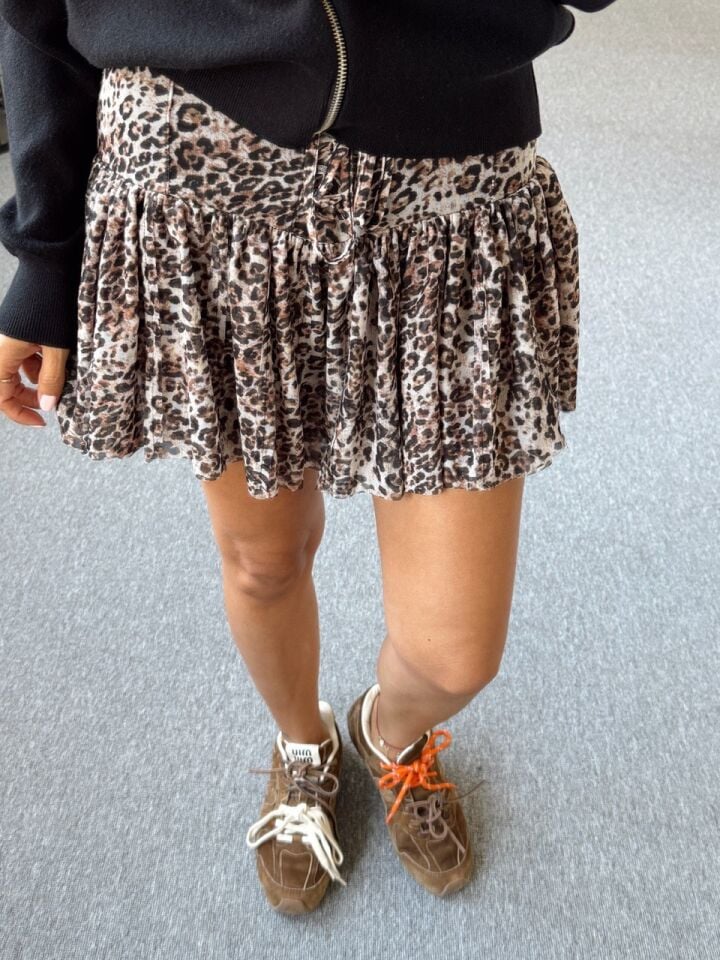 LEOPAR DESEN MİNİ ŞORT ETEK