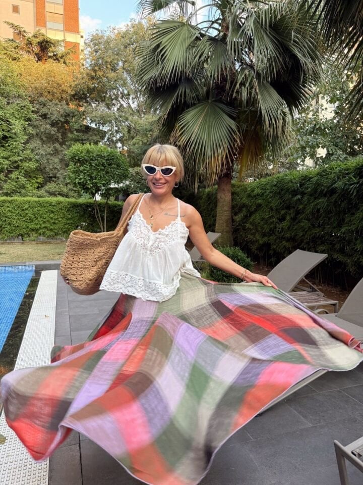 KOYU RENK DESENLİ KETEN İTHAL ETEK