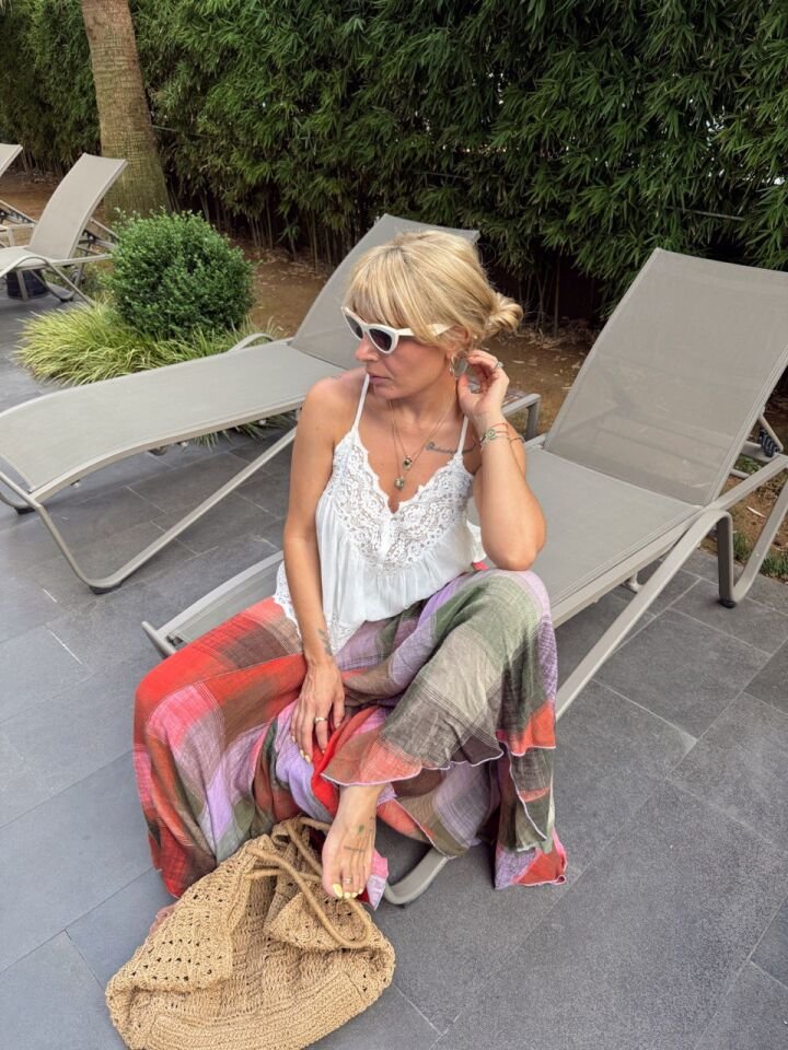 KOYU RENK DESENLİ KETEN İTHAL ETEK