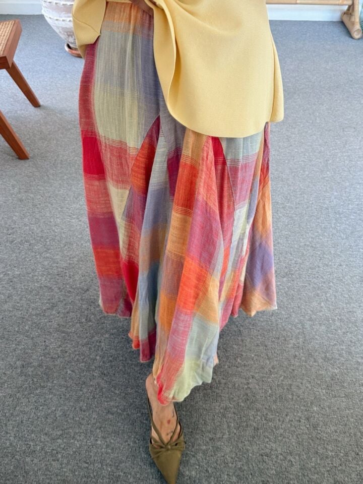 AÇIK RENK DESENLİ KETEN İTHAL ETEK