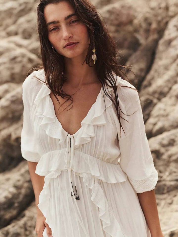 BEYAZ ISOBEL MAXİ İTHAL ELBİSE