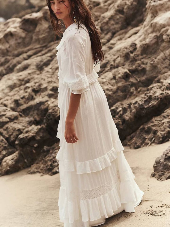 BEYAZ ISOBEL MAXİ İTHAL ELBİSE