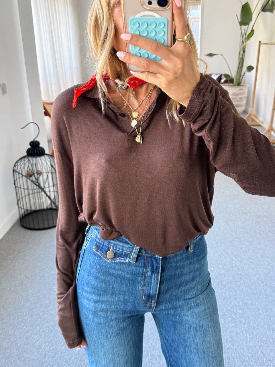 KAHVERENGİ POLO YAKA İNCE TRİKO