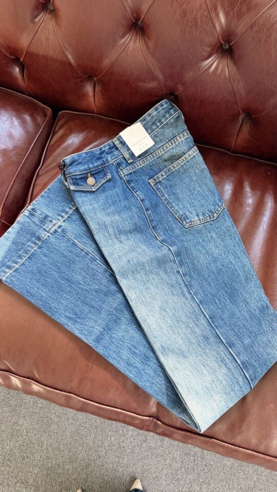 KOYU RENK YÜKSEK BEL FLARE JEAN