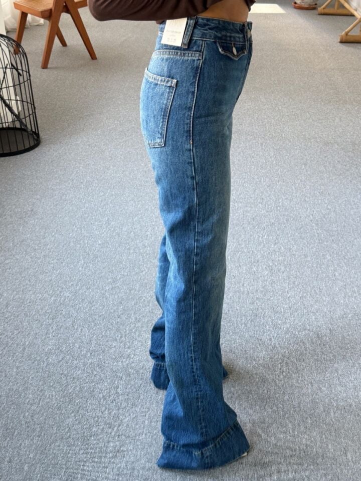 KOYU RENK YÜKSEK BEL FLARE JEAN