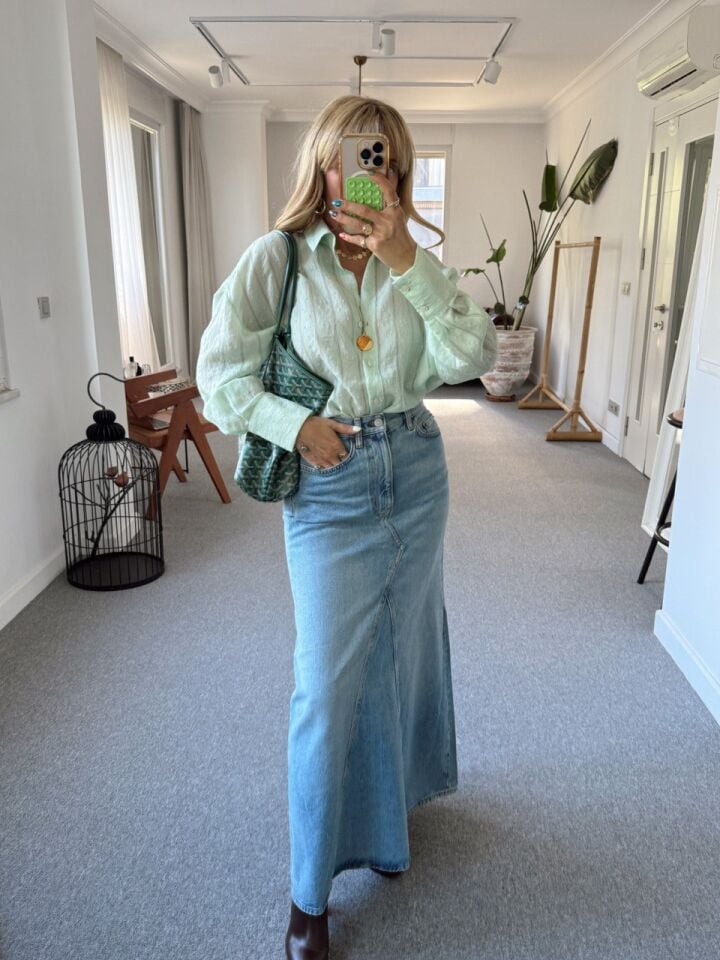 AÇIK MAVİ DENIM ETEK