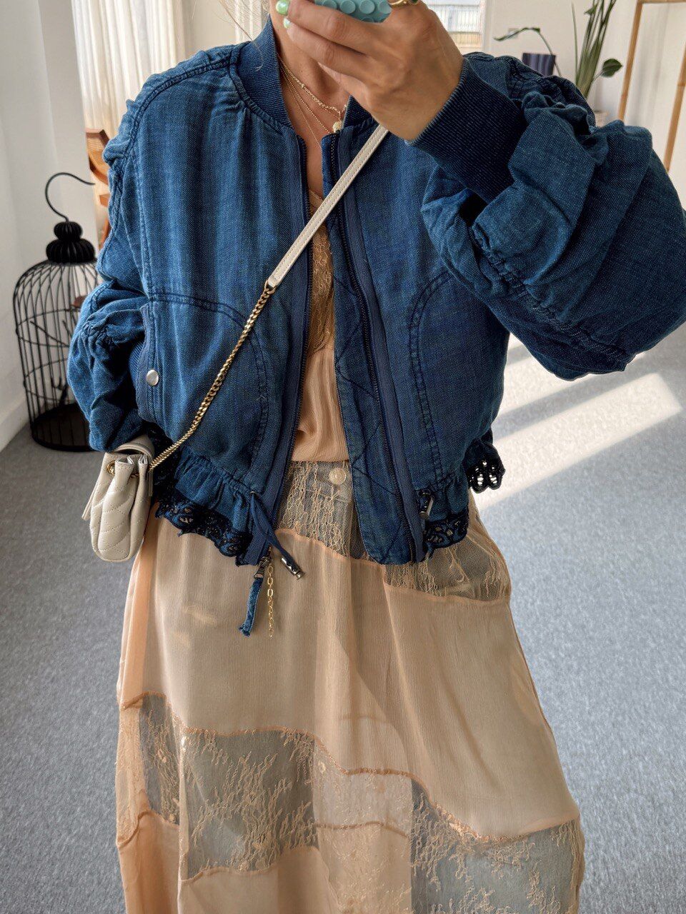 İNDİGO BÜZGÜLÜ İTHAL CEKET