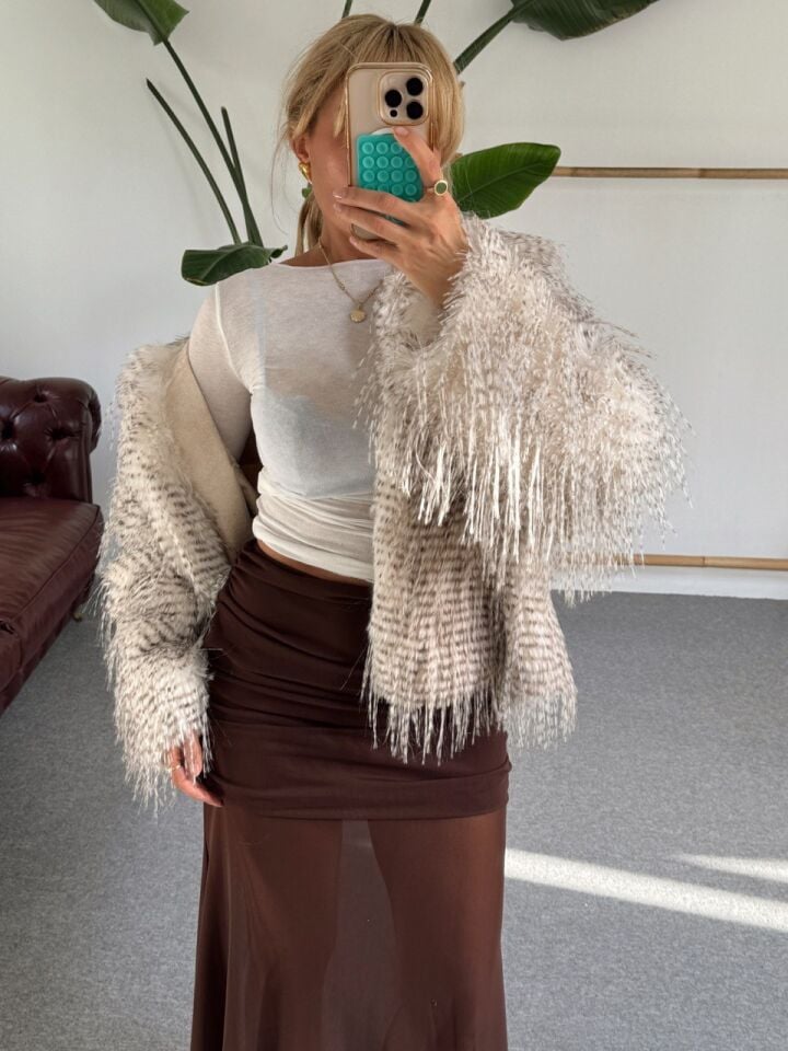 KAHVE DRAPELİ TÜL ETEK