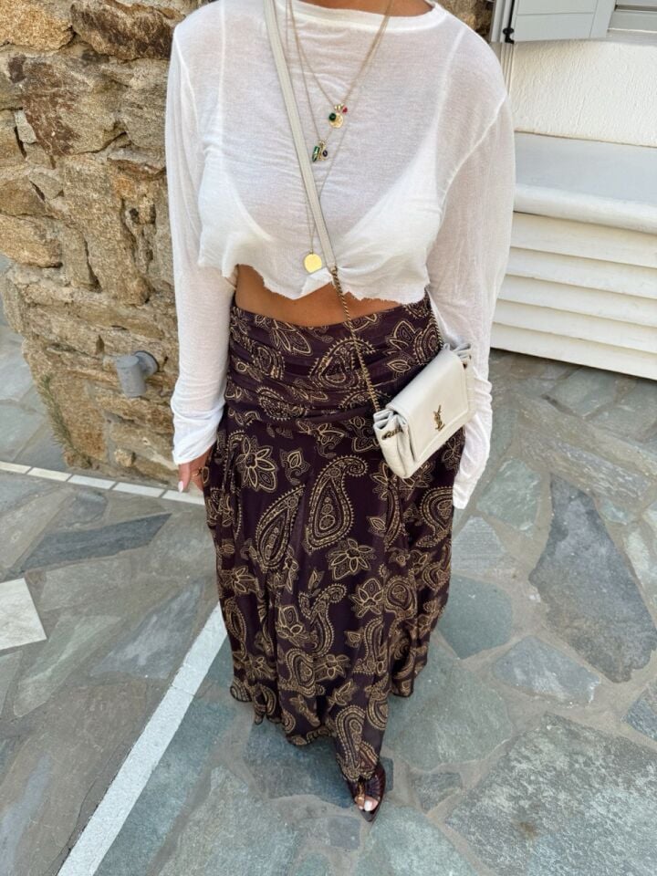 KAHVERENGİ ASTARLI MAXI ETEK